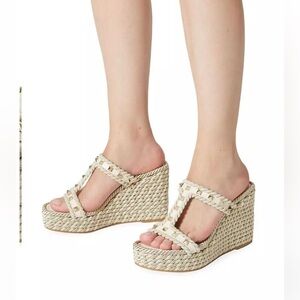 Valentino Rockstud Wedge Sandals